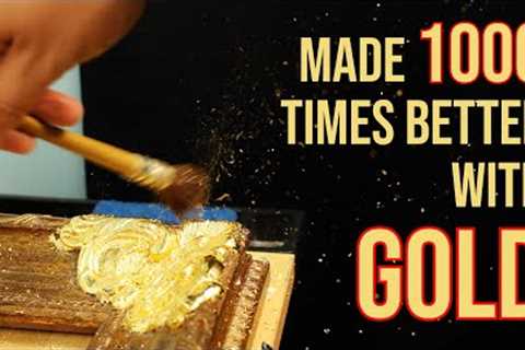 gilding this OLD VINTAGE ORNATE wooden picture frame with 23kt. GOLD LEAF | sign painting,