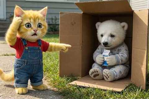 Ginger Kitten Finds a Lost Baby Bear – Mama Cat Steps In to Help 🐻💖