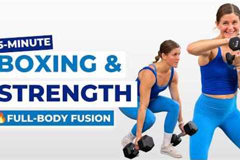 35-Min Full Body Strength + Boxing Workout | Dumbbells