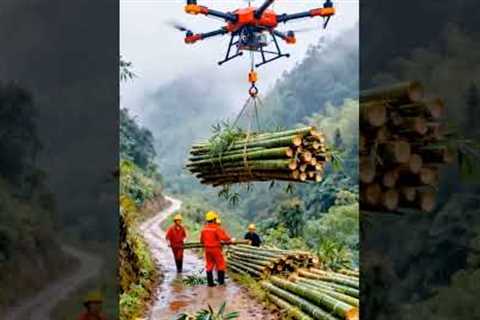 🚁 Drone Technology Carrying Heavy Bamboo 🌿 | Next Level Transport System ⚡