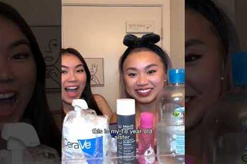 my 18 y/o sister PICKY skincare routine 🫣😯 (sensitive, dry, &amp; eczema prone)