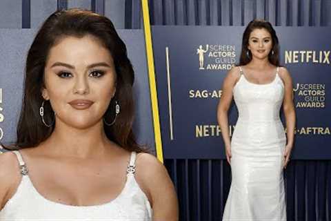 Selena Gomez SHINES in White Sequin Gown at SAG Awards!