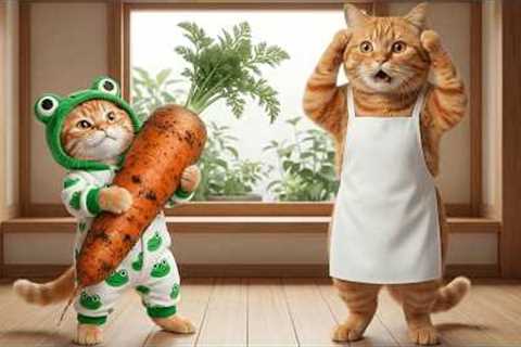 Ginger Kitten Finds a Giant Carrot at Mama Cat’s Farm – Everyone Is Surprised! 🐱🥕