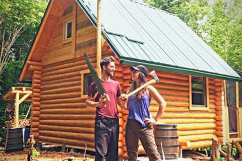 Canadian Couple Builds Their DREAM Home with HANDTOOLS! (Tiny Log Cabin in the Forest, FULL BUILD)