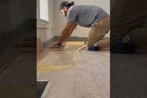 Hardwood Floor Installation Using Adhesive Glue #hardwoodflooring #interiordesign #homerenovation