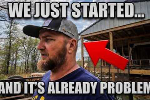 Day 1 of House Construction – Already a Massive Problem off-grid cabin build tiny house homesteading