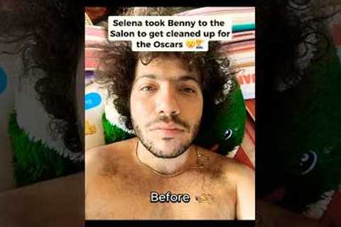 Selena took Benny to the Salon to get cleaned up for the Oscars #selenagomez #bennyblanco