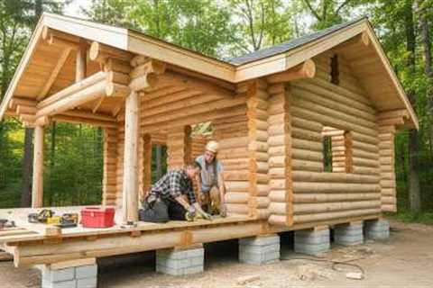 Couple Builds Incredible Off-Grid Log Cabin in Deep Forest - Start to Finish @NickandMaëla
