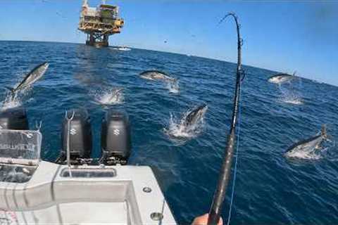 INSANE Tuna on a FLOATING Oil Rig (4000 ft Deep) How To Catch (C&C)