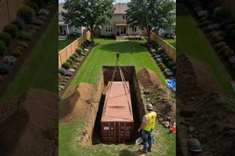 Building Secret Underground Room From Shipping Container in my backyard lawn