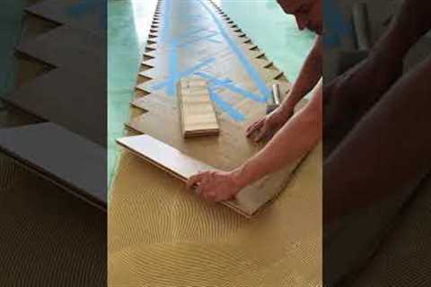 Herringbone wood flooring installation