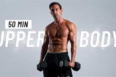 50 Min Total Upper Body Dumbbell Workout at Home to Build Muscle