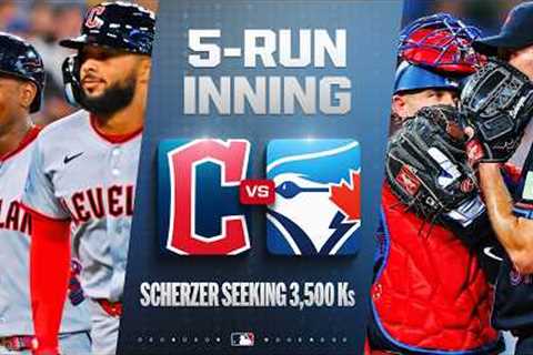 FULL INNING: Guardians score 5 runs with Max Scherzer 1 strikeout away from 3,500 | MLB Highlights