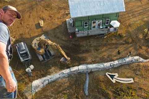 HE FINALLY FINISHED IT!       Roughcut limestone retaining wall build at our off grid home