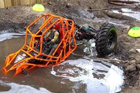 TANGO ROCK BOUNCER rips MUD on the Backyard Trail Course - NEON ORANGE MOA 4x4 | RC ADVENTURES