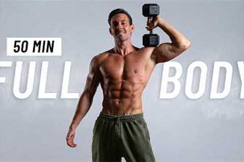 50 Min Full Body Dumbbell Workout at Home to Build Muscle