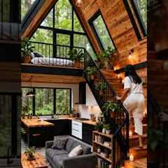 Modern A-Frame Cabin Interior 🪵✨ | Cozy Forest Living | Tiny House