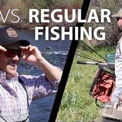 Fly Fishing vs. Regular Fishing 🤣 Part 1