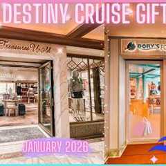 Disney Destiny Cruise Ship Shops Tour Come Shop With Me Treasures Untold Dory's Jan 2026 New Merch