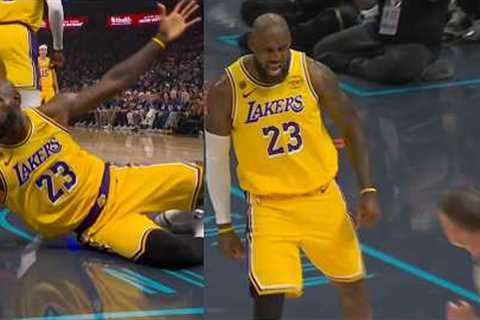 LeBron James heated with ref after hurt from fall and no foul call vs OKC