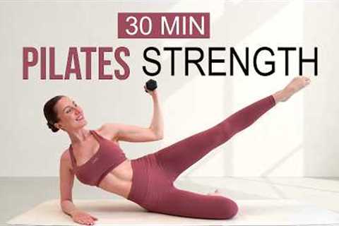 30 MIN Full Body Dumbbell X Pilates Workout | Build Lean Muscle + Burn Calories, Warm Up &amp; Cool ..