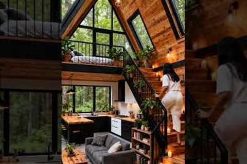 Modern A-Frame Cabin Interior 🪵✨ | Cozy Forest Living | Tiny House