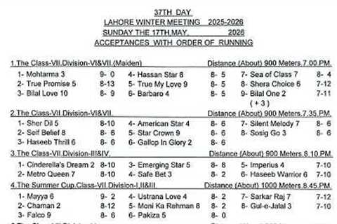 LRC Live - 37th Day Lahore Winter Meeting 2025-2026 | 17 May, 2026 #horse #race #horserace