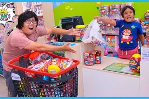 Ryan Pretend Play Working at the Real Toy Store!!!!