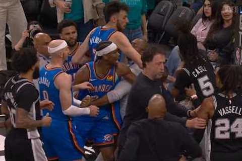 Stephon Castle and Devin Vassell heated with Caruso and Ajay Mitchell for hard fouls