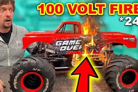 $10,000 Giant RC Car catches FIRE