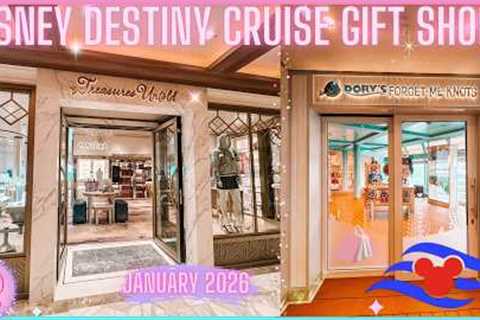 Disney Destiny Cruise Ship Shops Tour Come Shop With Me Treasures Untold Dory's Jan 2026 New Merch