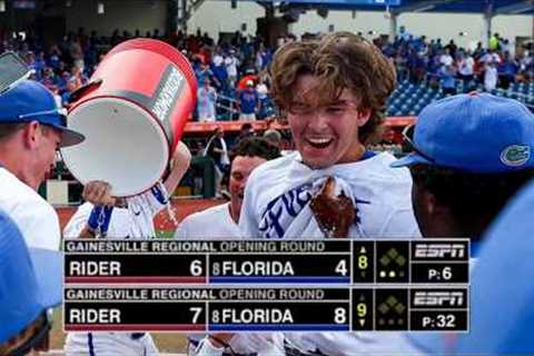 Florida survives Rider with walk-off homer in NCAA baseball regional opener