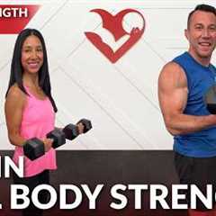 30 Min Full Body Strength Workout at Home with Dumbbells - No Repeat Weight Training for Women..