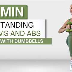 20 min STANDING ARMS AND ABS WORKOUT | With Dumbbells | No Crunches or Planks | No Repeats