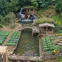 Time Lapse: Building a Paradise in the Forest | Build Log Cabin, Hydroelectric, Gardens & Fish..