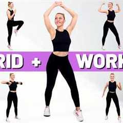 🔥45 MIN HYBRID WORKOUT🔥CARDIO AEROBICS + HIIT + STRENGTH + TURBO WALKING🔥All Standing🔥No..