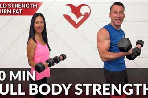 30 Min Full Body Strength Workout at Home with Dumbbells - No Repeat Weight Training for Women..