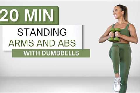 20 min STANDING ARMS AND ABS WORKOUT | With Dumbbells | No Crunches or Planks | No Repeats