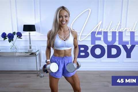 UNILATERAL Full Body Workout at Home with Dumbbells | Caroline Girvan