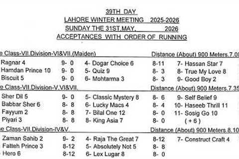 LRC Live - 39th Day Lahore Winter Meeting 2025-2026 | 31 May, 2026 #horse #race #horserace
