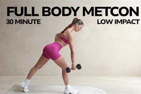 30 MIN FULL BODY METCON WORKOUT WITH DUMBBELLS- No Repeats