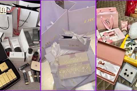 Aesthetic Luxury Skincare Unboxing 🎀 | Dior , Channel , Louis Vuitton, Gucci , | Unpacking✨