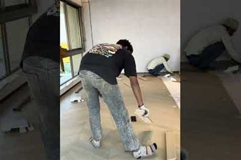 Wooden flooring installation in hardwood floors #interiordesign #hardwood