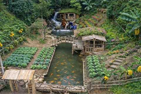 Time Lapse: Building a Paradise in the Forest | Build Log Cabin, Hydroelectric, Gardens &amp; Fish..