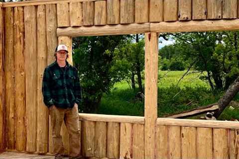 Building A Log Cabin To Raise My Family In | Two Big Windows In The Living Room
