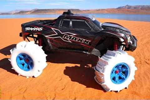 Can This RC Car with DIY CUSTOM Tires Drive On Water?!