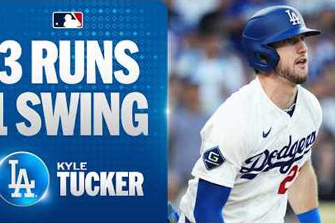 Kyle Tucker crushes a THREE-RUN HOMER for the Los Angeles Dodgers! 💪 (8-pitch at-bat 😮‍💨)