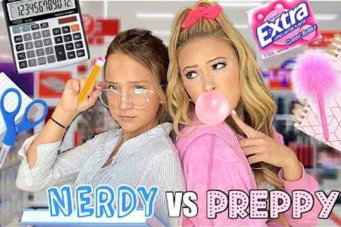 NERDY 🤓📚 VS PREPPY 🎀👛 BACK TO SCHOOL SHOPPING CHALLENGE!
