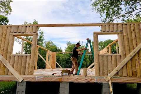 Building A Log Cabin To Raise My Family In | Front Windows Are In!