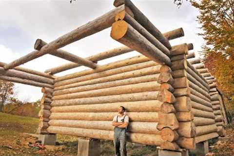 One Year of Log Cabin Building / One Man Building His Dream House